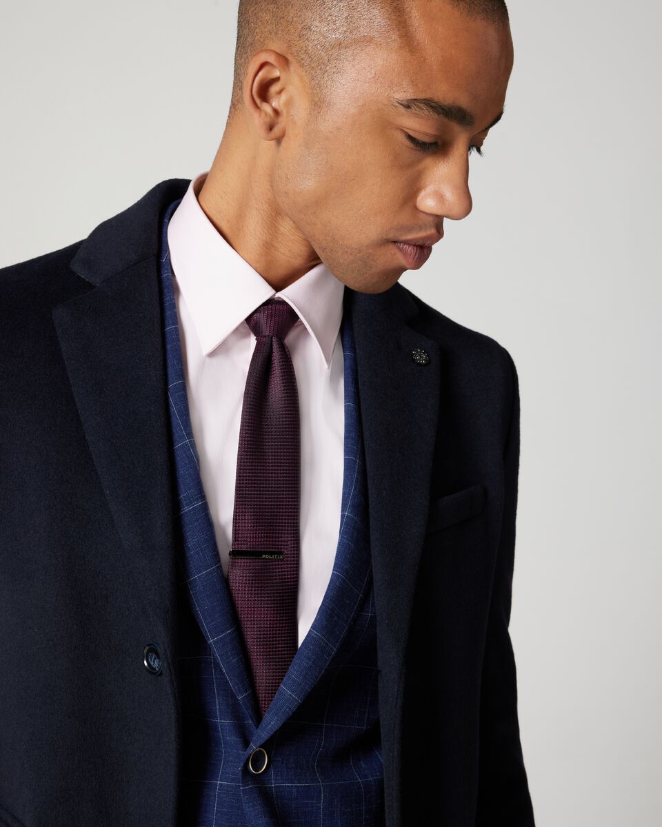 Wool Blend Notched Lapel Coat 